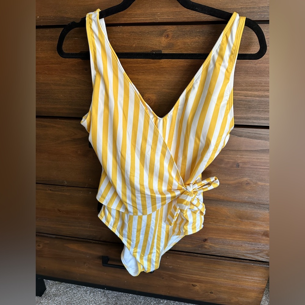 Yellow Striped One-Piece Swimsuit